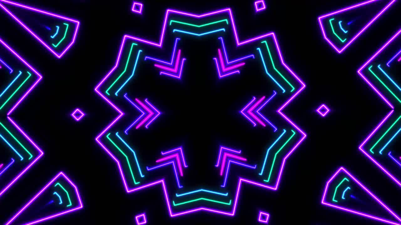 Abstract style 80s Sci-Fi light neon frame on black background. laser show looped animation . 4K video