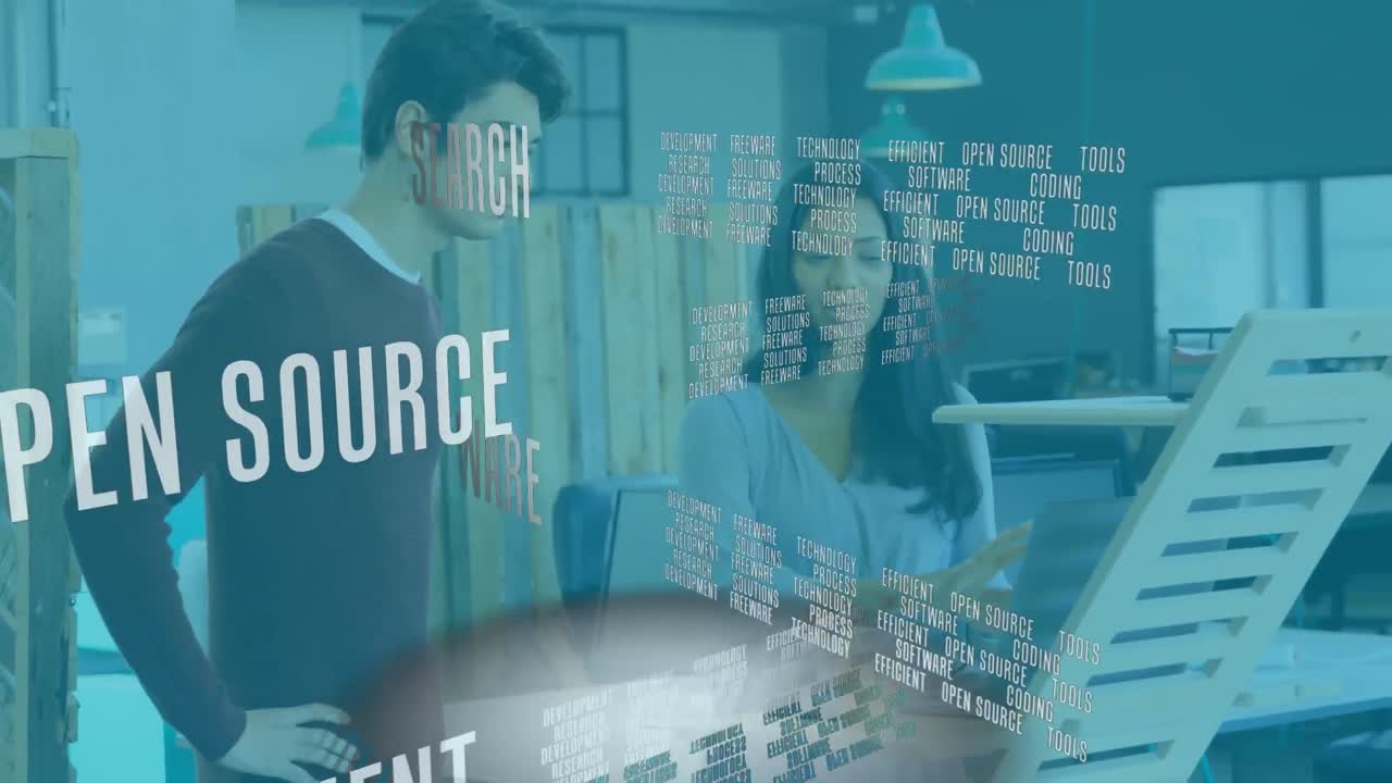 노트북을 사용하는 사업가 여성에 대한 데이터 처리 애니메이션