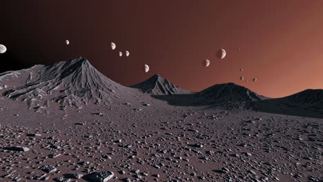 alien landscape with multiple moons