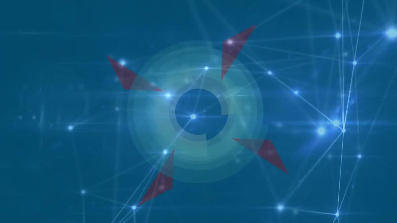 animación de redes de conexiones y escaneo de alcance sobre fondo azul