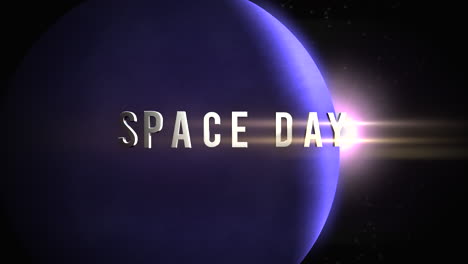 Space-Day-with-blue-planet-and-flash-of-star-in-galaxy