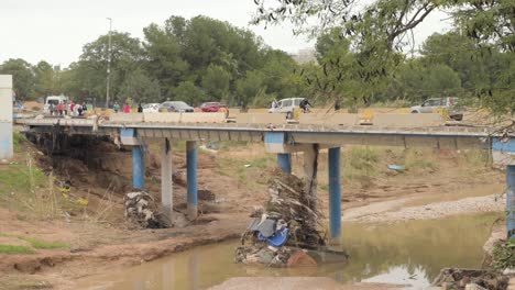 flood damage and collapsed bridge