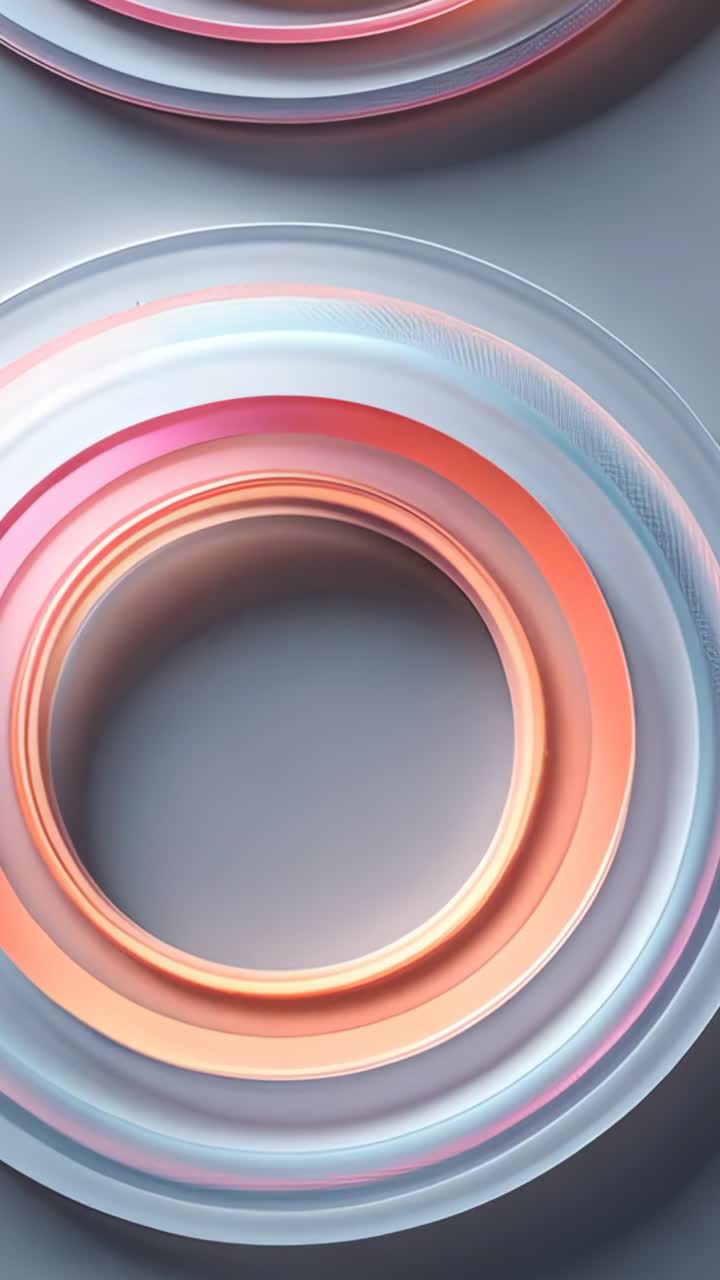 Vertical video: Rotating copper inner circle and silver rings reacting to shifting lighting in 3D