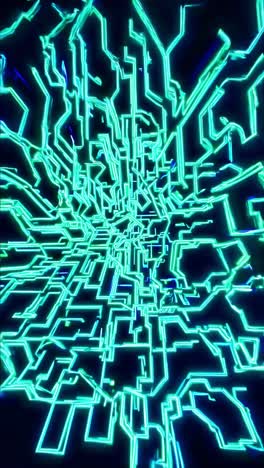 abstract neon glowing digital lines and circuitry