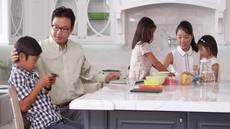 father leaving for work after family breakfast shot on r3d