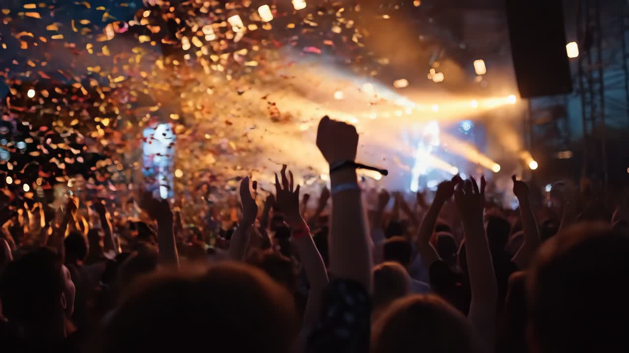 Folla entusiasta che acclama a un concerto
