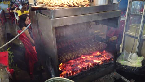 hawker stall in malaysia selling delicious bbq chicken wings