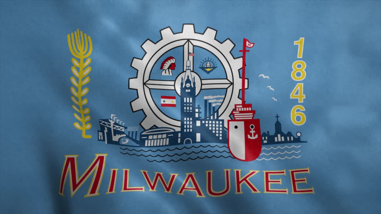 флаг города милуоки, штат висконсин, реалистичный анимационный фон