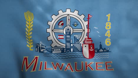 la bandera de la ciudad de milwaukee, wisconsin, fondo de animación realista