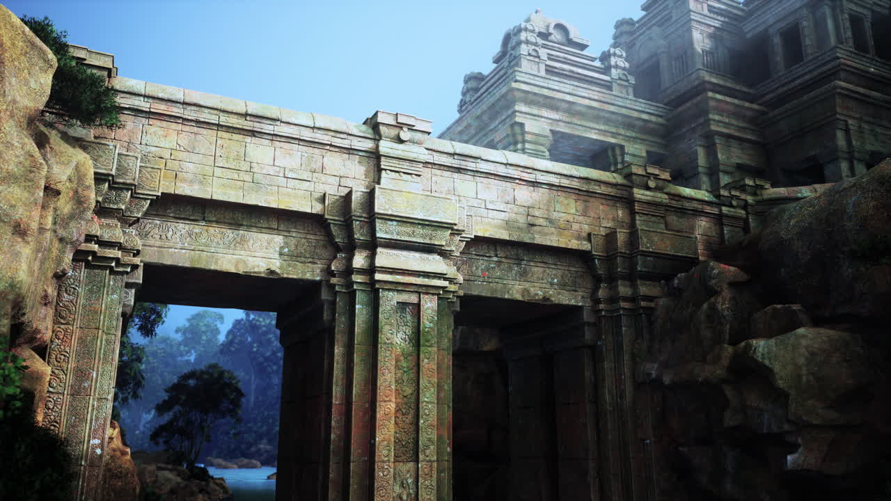 antiguas ruinas en una exuberante jungla