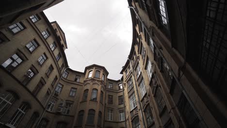 old european courtyard view from below