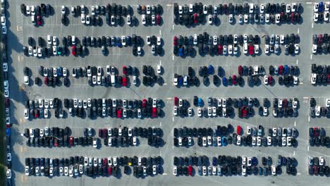 toma aérea de arriba hacia abajo del estacionamiento completo