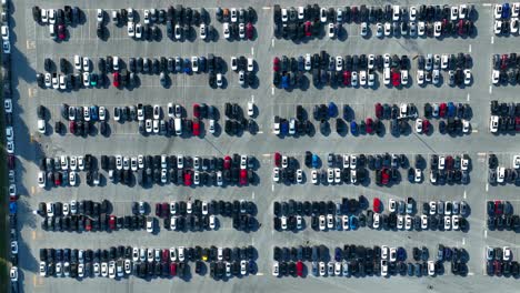 top down aerial truck shot of full parking lot