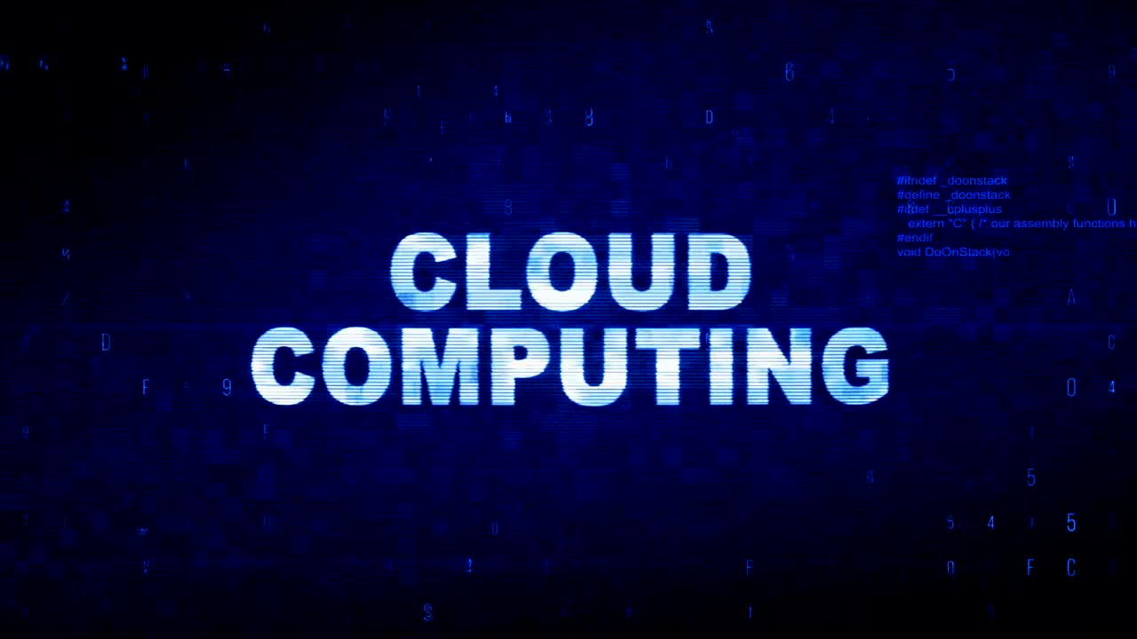 computación en la nube texto ruido digital sacudida glitch distorsión efecto error animación.