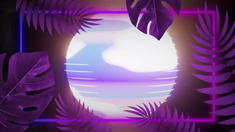 animation of plants and neon shapes over globe