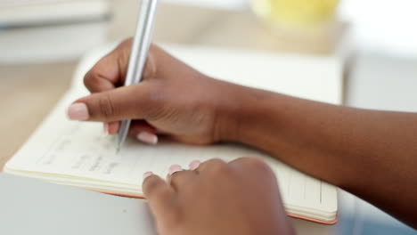 hands typing, writing and computer research