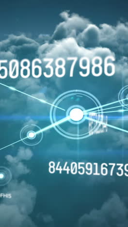 animación de la red de conexiones y procesamiento de datos científicos sobre un cielo nublado