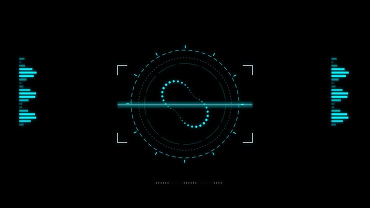 Interfaccia HUD digitale futuristica che scansiona dati astratti