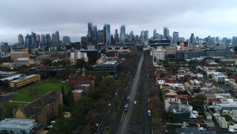 winter in melbourne with stunning drone towards city