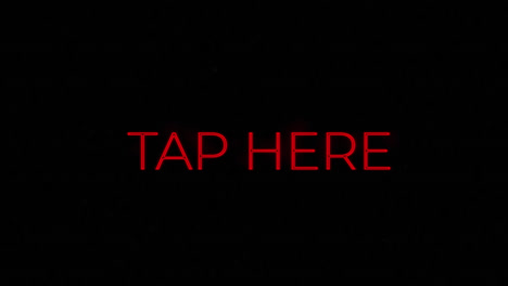 animación del texto de toque aquí sobre fondo negro