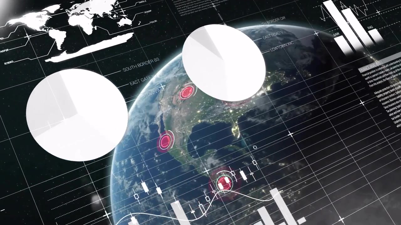 Digital Earth Globe with Financial Data and Analytics Overlay