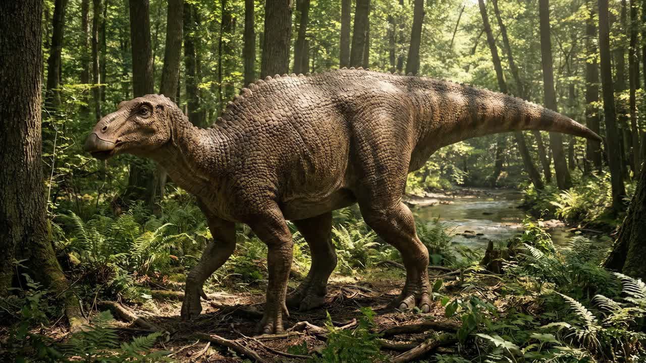 Dinosauro in una foresta lussureggiante
