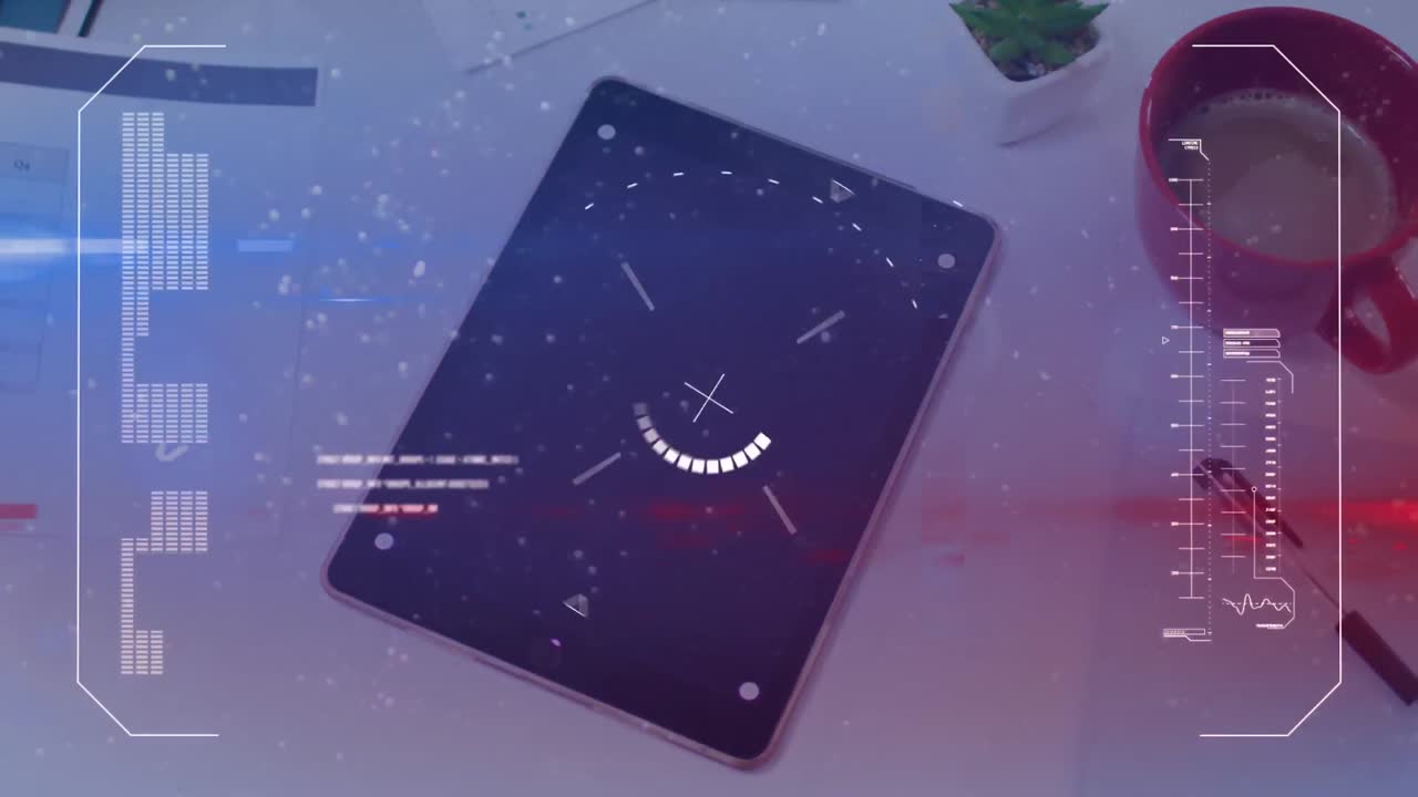 animación del procesamiento de datos informáticos a través de una tableta
