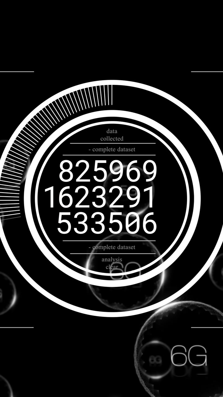Animation of digital data with 5G, 6G network concepts over black background