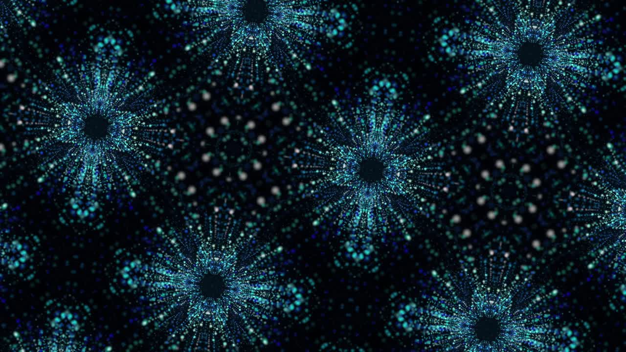 el caleidoscopio de neón de bucle azul de vj. animación sin costuras.