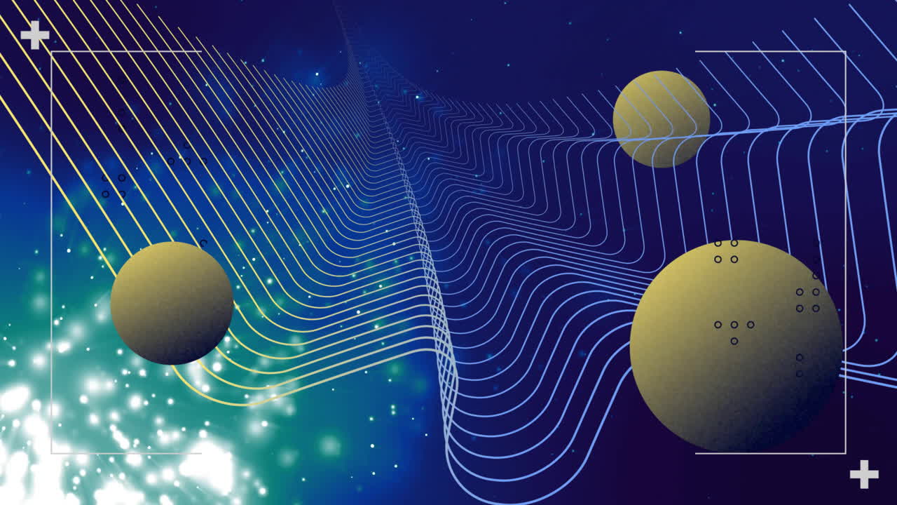 Animation of white frame over colourful shapes moving