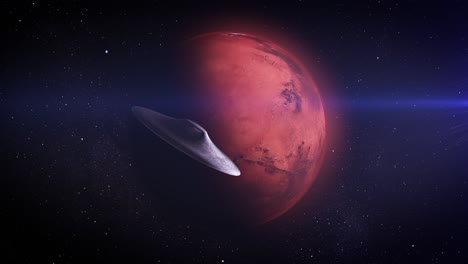 mars and a mysterious object in space