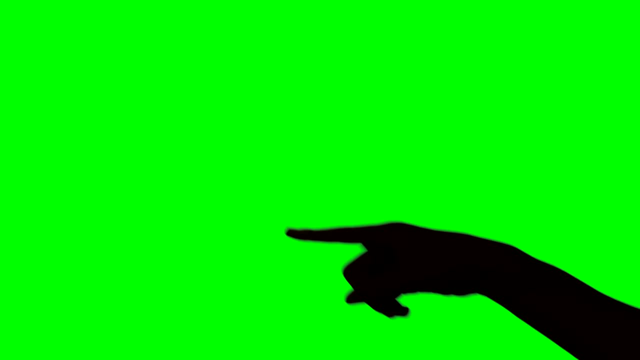 초록색 스크린 배경 에 손 의 제스처 를 하는 사람
