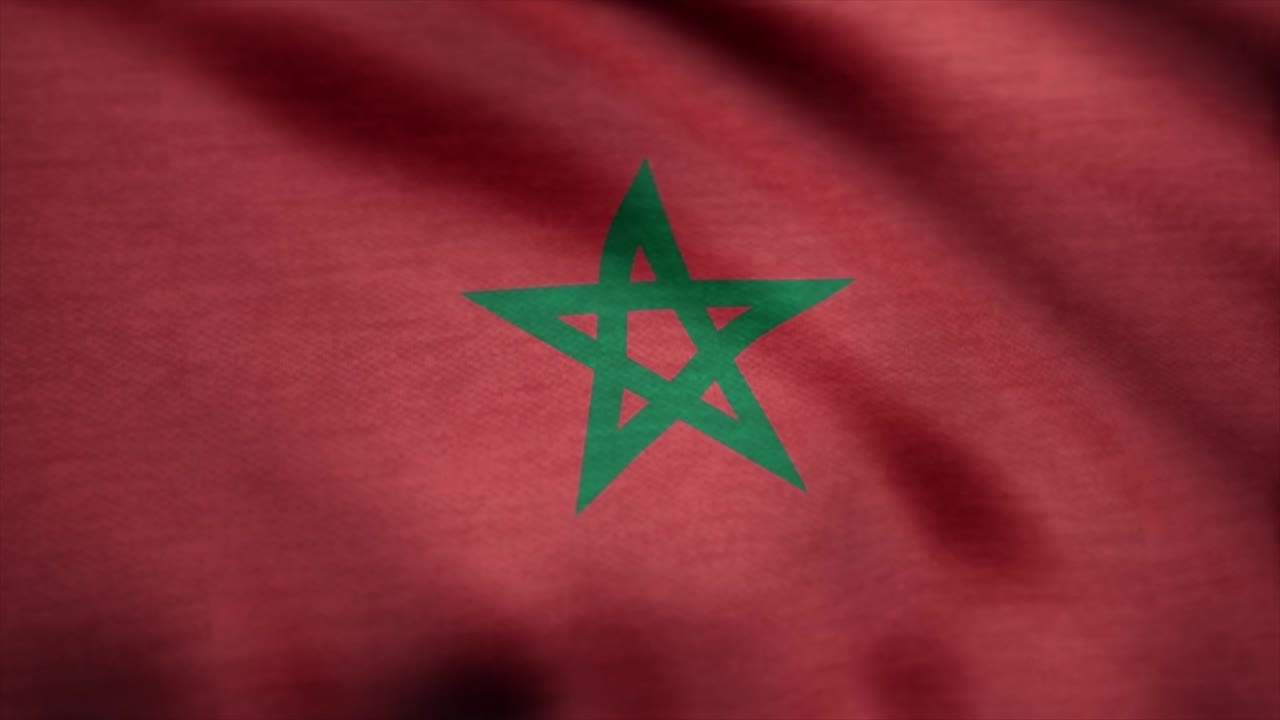 Morocco flag waving animation. Flag of Morocco on wind
