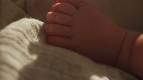 close-up of a newborn's foot