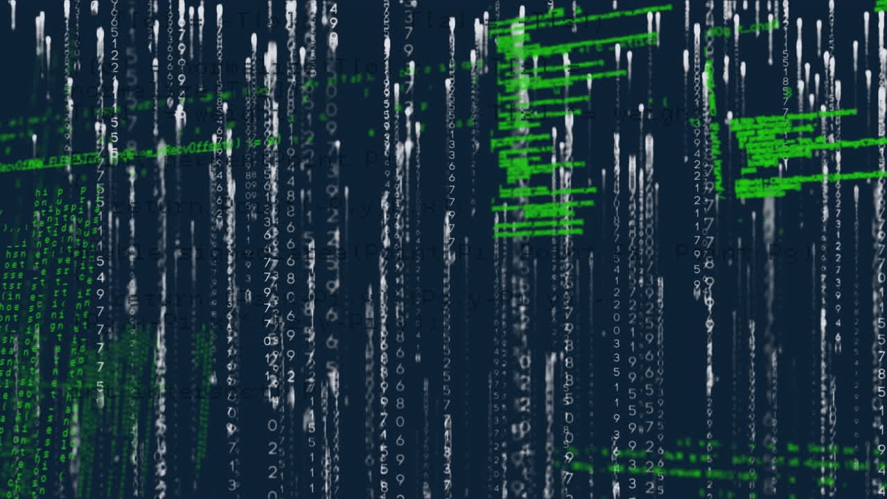 Animation of data processing over navy background