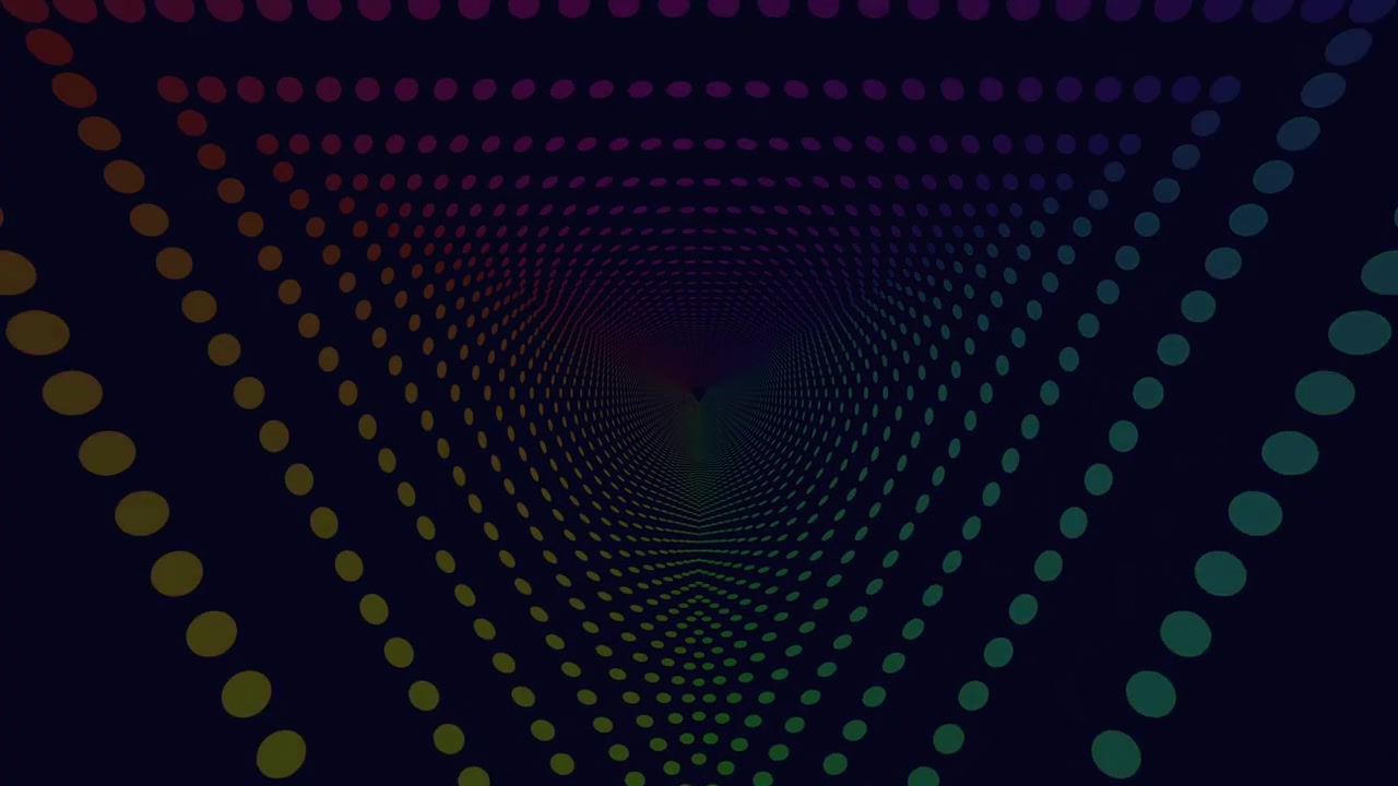 Cerchi vibranti che ruotano in una spirale geometrica ipnotica