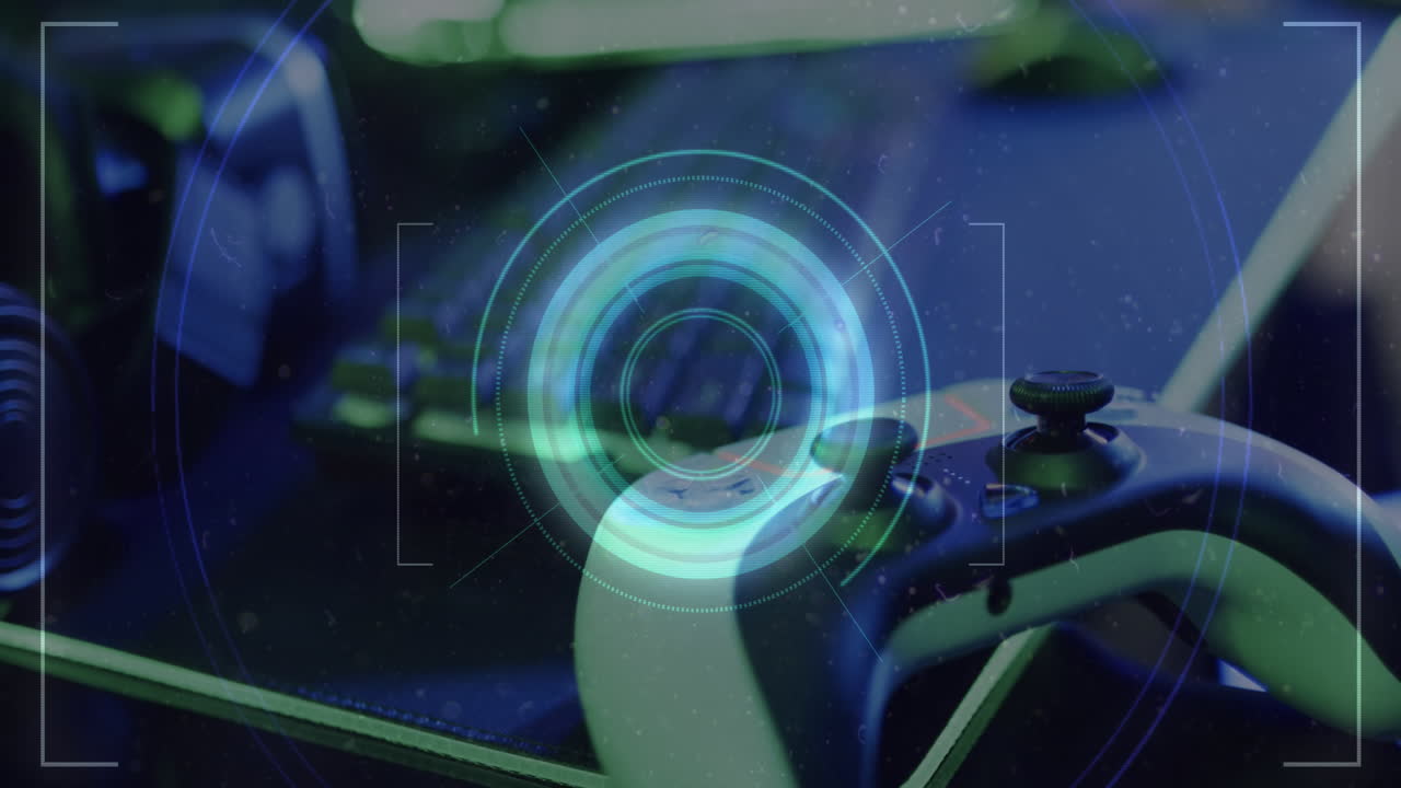 Animation of scope and data processing over video game computer equipment