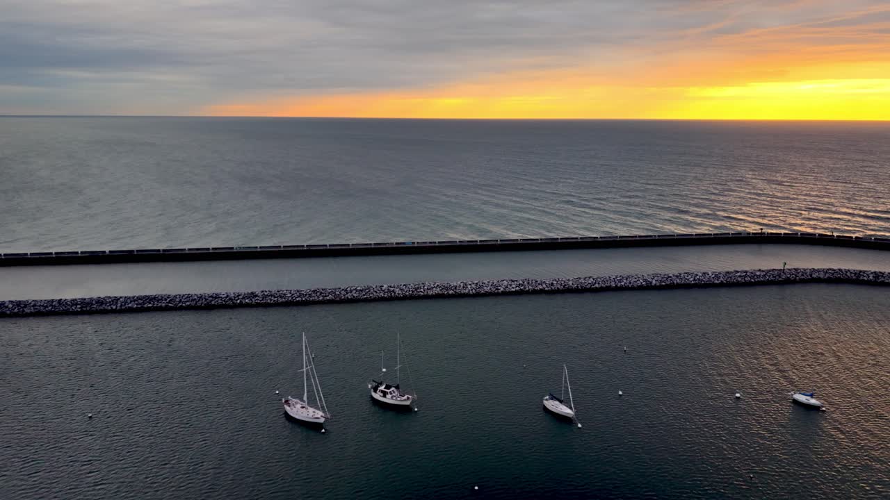 aerial of sailboats in Milwaukee Wisconsin