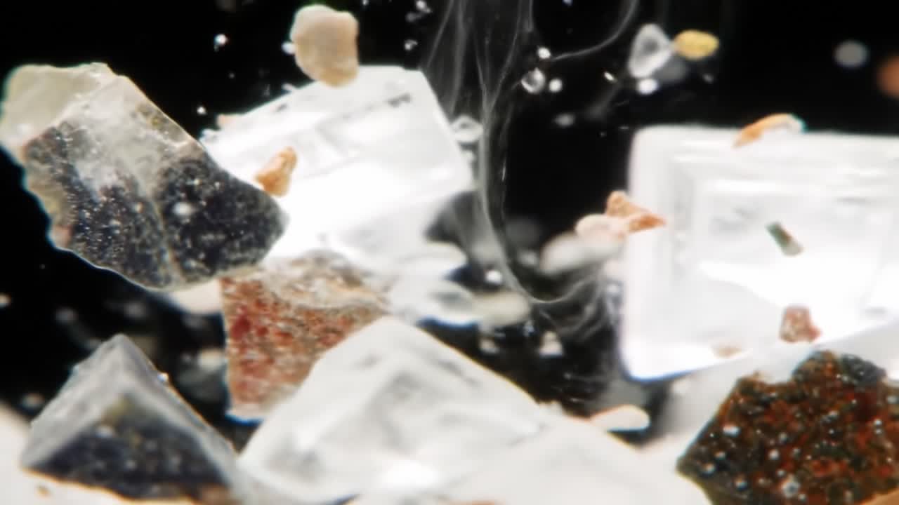 Captivating Journey Through Crystalline Structures: A Macro Perspective on the Beauty of Mineral Particles and Their Complex Interactions in Motion