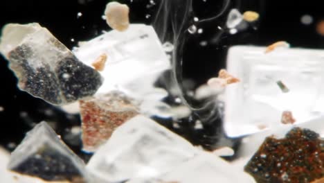 captivating journey through crystalline structures: a macro perspective on the beauty of mineral particles and their complex interactions in motion