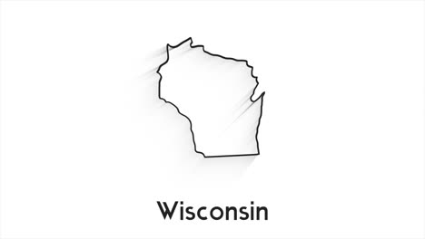 wisconsin state of the united states of america. animated line location marker on the map. easy to use with screen transparency mode on your video.