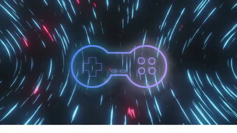 animation of gaming pad over black background with moving lights