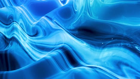 fondo líquido abstracto en bucle con patrón brillante ondulado en una superficie brillante y brillante. fluido azul viscoso como la superficie de papel de aluminio o vidrio brillante. hermoso telón de fondo festivo creativo. simple bg brillante
