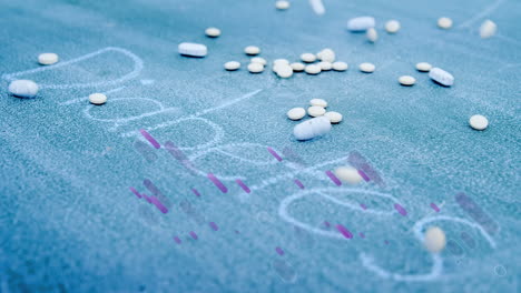 animación de senderos en movimiento sobre medicamentos y texto de diabetes