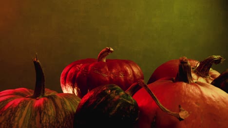 pumkins harvest with one spinning around