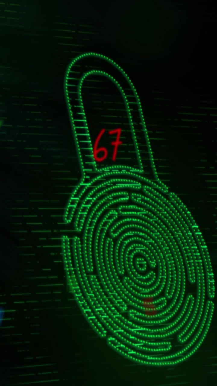 Animation of numbers and padlock of connections on black background