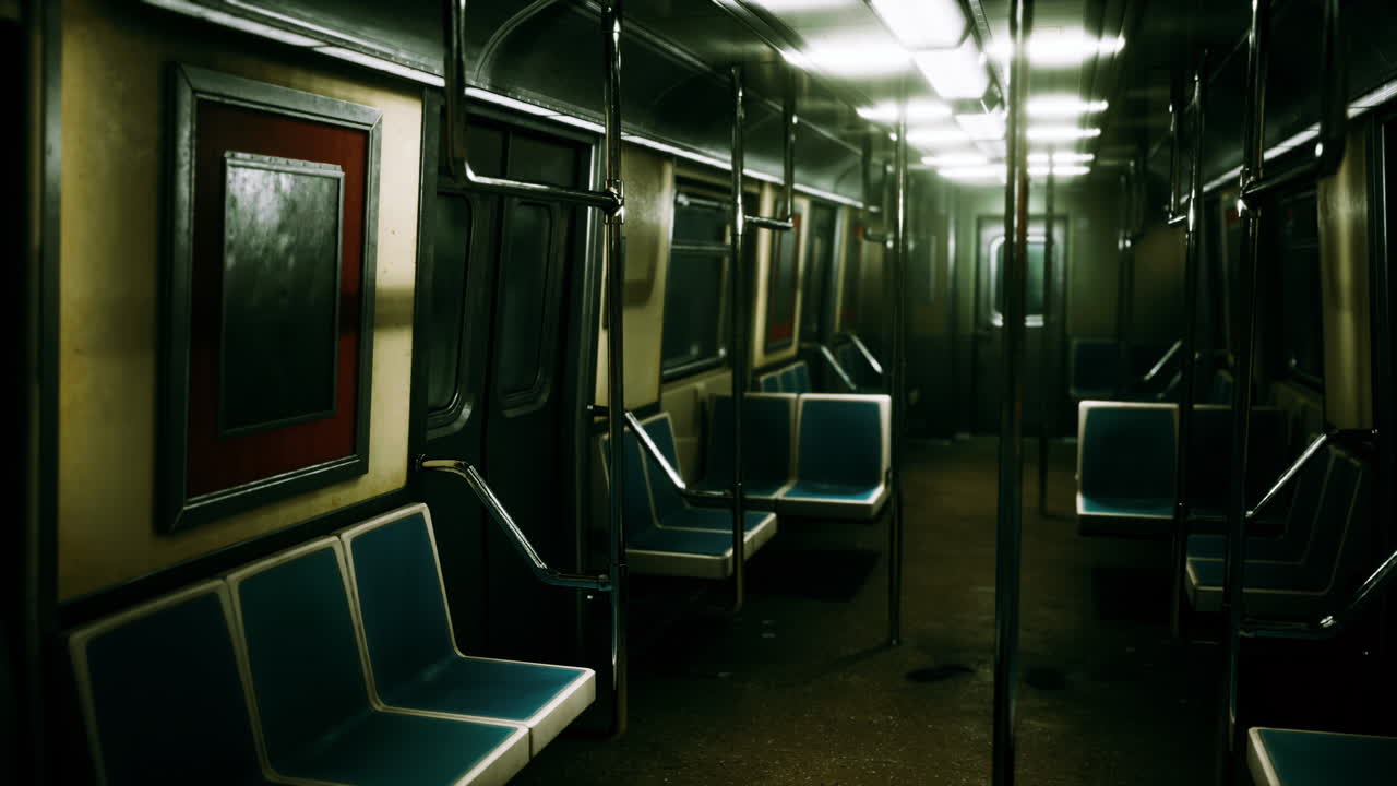 Il vagone della metropolitana è vuoto a causa dell'epidemia di coronavirus in città