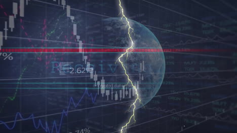 Animación-Del-Procesamiento-De-Texto-Y-Datos-Sobre-El-Globo-Sobre-Fondo-Oscuro