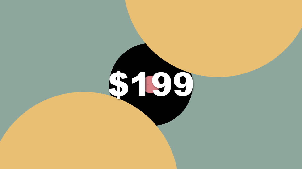 Esplora una grafica d'impatto che presenta un prezzo di 199 $ su uno sfondo di arte moderna