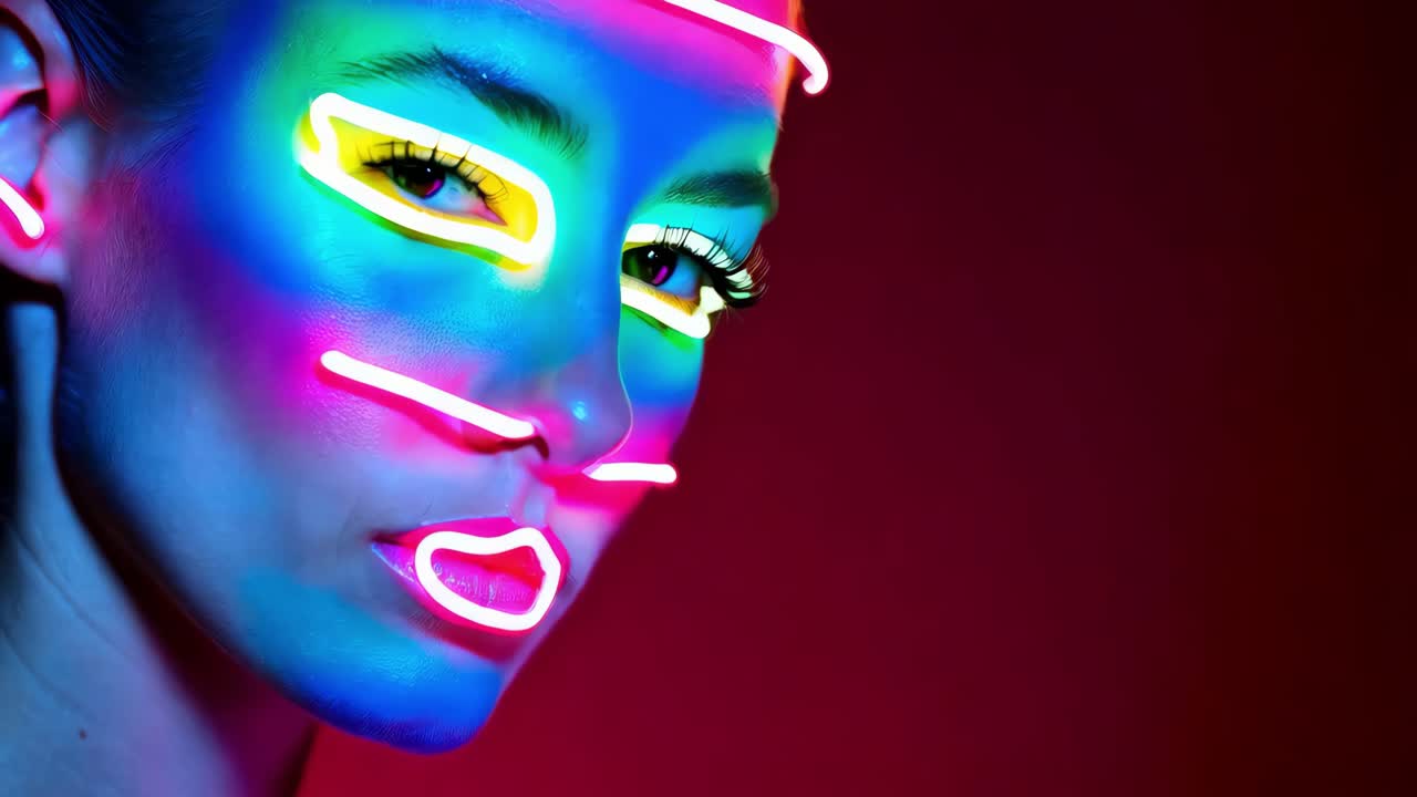 Neon Face Art Portrait